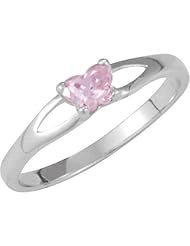 10k White Gold October CZ Birthstone Butterfly Ring, Size 3