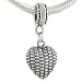 925 Sterling BASKET WEAVE HEART Dangle Bead fits Pandora Chamilia Biagi Bracelet GIFT BOXED