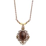 Honey Temptation Fancy Filigree Cabochon Pendant Necklace