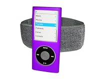 PURPLE Sports Armband & Silicone Skin Case Cover for Apple iPod Nano Chromatic 4th Gen Generation 4G 4GB, 8GB & 16GB + Screen Protector & Lanyard