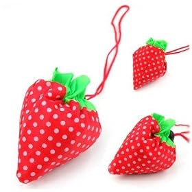 SODIAL(TM) Strawberry Folding Fold up Reusable Compact Eco periodic duty Recycling use Shopping Bag