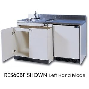 RES60BF Barrier Free Kitchenettes Compact Kitchens with Removable Undersink Cabinet 2 Electric Burners and 6.0 cu. ft. Removable Automatic Defrost Refrigerator: 60 Inches
