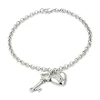 Dangling CZ Heart Lock And Key Charm Bracelet 7"