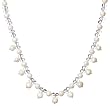 Sterling Silver Faceted Crystal Roundel w/ 7-8mm White Freshwater Cultured Pearl Necklace, 17"