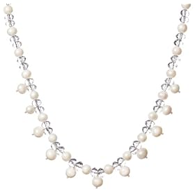 Sterling Silver Faceted Crystal Roundel w  7-8mm White Freshwater Cultured... by Amazon.com Collection