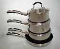 CASA 4pc STAINLESS STEEL STAY COOL HANDLE PAN SET