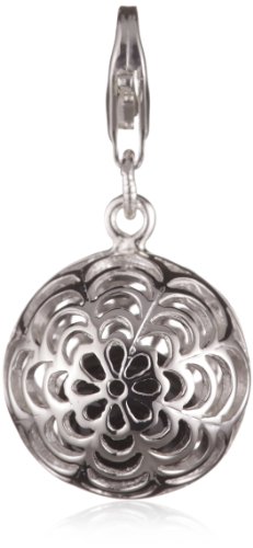 Vinani Damen-Charm Kugel mit Blumen Muster innen Kugel aus Onyx schwarz 925 Sterlingsilber Preisvergleich