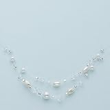 Silver and White Rice Pearl and Czech Crystal Illusions Necklace