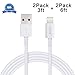 Atill 3ft & 6ft 8 Pin to USB Sync Charging Cable Cord for iPhone 6s, 6s plus, 6 Plus, 6, iPhone 5s, 5c, 5, iPad Air, Mini, Mini 2, iPad 4, iPod 5, and iPod Nano 7 - Pack of 2 Each - White