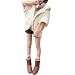Women Batwing Sleeve Single Breasted Bear Ear Hood Fuzzy Outwear Off White S