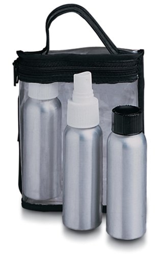 Lewis N. Clark Aluminum Travel Bottle 3 Piece Set, Silver
