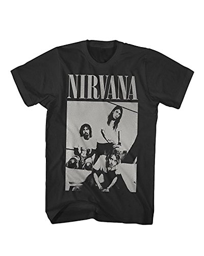 Nirvana B&W Blended Group Photo Adult T-shirt - Black (Small)
