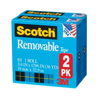 Quality Scotch Removable Tape 1/2X1296 2Pk By 3M