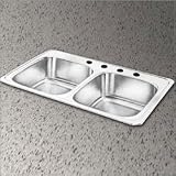 Elkay Celebrity Collection CR43223 43 Top Mount Double Bowl Stainless Steel Sink with 20-Gauge, 7 Bowl Depth, 3-1/2 Drain and Self-Rim: 3 Holes