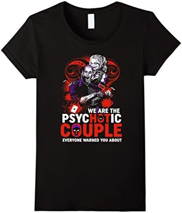 Women's We Are The Psychotic Couple T-Shirt Medium Black