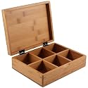 TruBamboo Solid Bamboo Tea Box Sectioned Storage