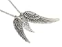 Gorgeous Triple Angel Wing Charm Necklace with Austrian Crystals Antique Silver Tone ~ X-Long Chain