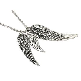Buy Gorgeous Triple Angel Wing Charm Necklace with Austrian Crystals Antique Silver Tone ~ X-Long Chain by Necklaces Ks Charming Designs