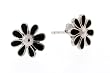 Sterling Silver Black Flower Earrings