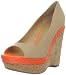 Nine West Women's Matchup Peep-Toe Pump,Natural Canvas,8 M US