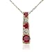 18k Yellow Gold Overlay Created Ruby w/ Diamond-Accent Pendant