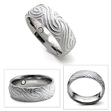 8mm Men's Ocean Swirls Titanium Magnetic Band Ring Size 9
