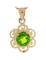 14k Gold 6mm Round Synthetic Peridot August Birthstone Charm Pendant