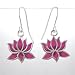 Pink Lotus Flower Earrings in Sterling Silver, #8745