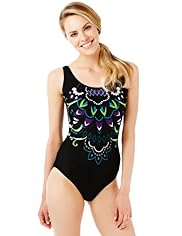 Graphic Swirl Placement Bust Support Swimsuit