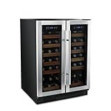 Wine Enthusiast 42 Bottle Double Door Dual Zone Wine Refrigerator -Stainless Ste
