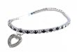 Anklet - A36 - Swarovski (tm) Crystal - Stretch ~ Black and Clear with Heart Charm