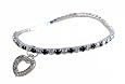 Anklet - A36 - Swarovski (tm) Crystal - Stretch ~ Black and Clear with Heart Charm
