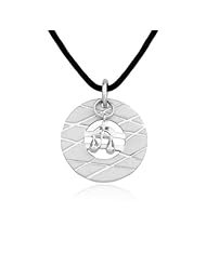Rhodium Plated Sterling Silver "Libra" Constellation Pendant with Black Cotton Rope, 18"
