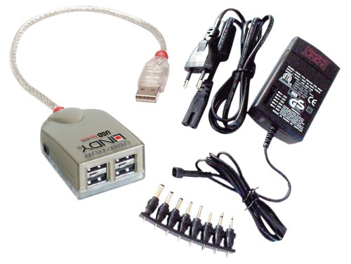 Lindy USB 2.0 Smart PRO Hub HUB USB 4P 4 x USB - A / Buchse 1 x USB - A / Stecker mit Netzteil transparent