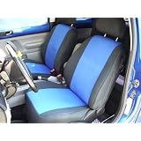 CUSTOM Smart Car ForTwo Seat Covers - FRONT FULL SET: High Back Buckets (2008-2009) - Neo-Supreme Black w/ Blue - Made in the USA