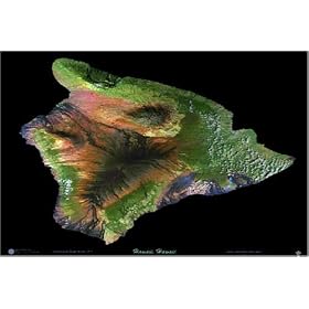Hawaii (Big Island), Hawaii Satellite Print, 36"x24"