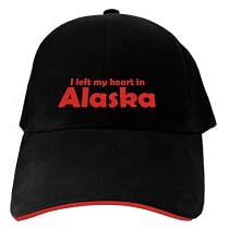CAPS BLACK EMBROIDERY " I LEFT MY HEART IN ALASKA "