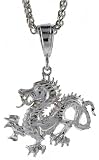 Sterling Silver 1 1/4 (32 mm) Diamond Cut Dragon Pendant