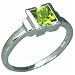 1.25 Carats Princess Cut Genuine Peridot Sterling Silver Ring