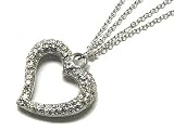 Silver Crystal Open Heart Necklace Jewelry