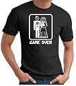 GAME OVER Funny Novelty Marriage Bride And Groom T-shirt Tee Shirt - Black