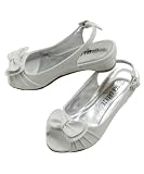 Sea Breeze Patent Leather Dress Sandal with Bow (Big 4.5-7) - white, 7