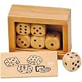 Boite de 6 d�s � jouer en bois 1,60 cm coffret en bois couvercle coulissant