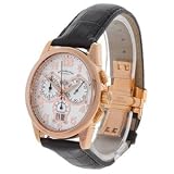 Stuhrling Original 'Aviator' Men's Silver Dial Rose Gold Plated Chronograph Luxurious Watch on a Black Leather Band