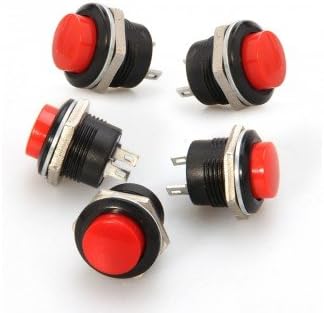 PsmGoods 5 Red Momentary On/Off Push Buttons Horn Switch for Car Auto