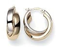 14k Yellow and White Gold Crossover Hoop Earrings