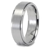Brushed and Polished Titanium Ring (7mm) - Sizes 6 - 13