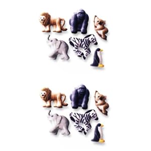 Animal Cakes - Safari - Zoo Animal(30296) Shaped Edible Hard Sugar Decorations (12 pcs)