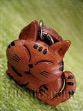 Tabby Cat Key chains * SLEEPING * VANCA Craft Petit Mini Mascot Leather Japanese