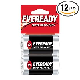 Energizer Eveready Super Heavy Duty Battery, D Size, 2-Count (Pack of 12) by Energizer